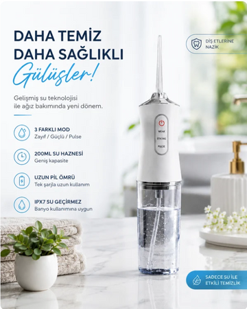 Oralyn™ – Profesyonel Taşınabilir Ağız ve Diş Duşu