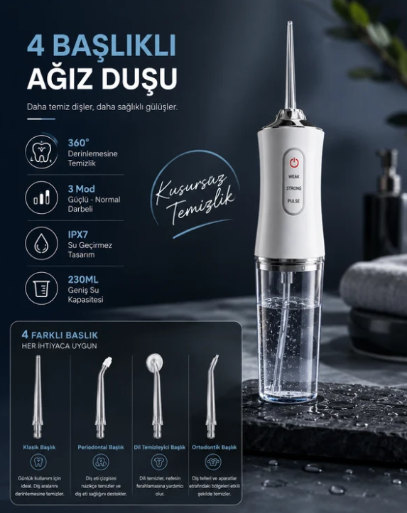 Oralyn™ – Profesyonel Taşınabilir Ağız ve Diş Duşu
