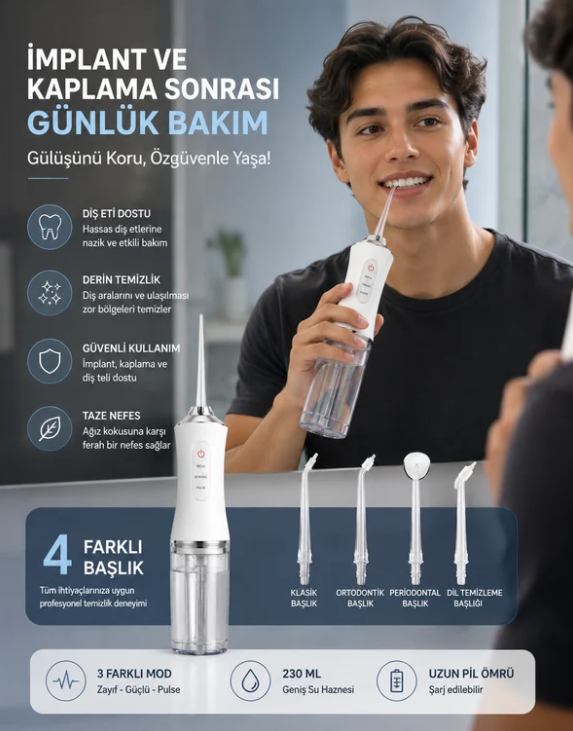 Oralyn™ – Profesyonel Taşınabilir Ağız ve Diş Duşu